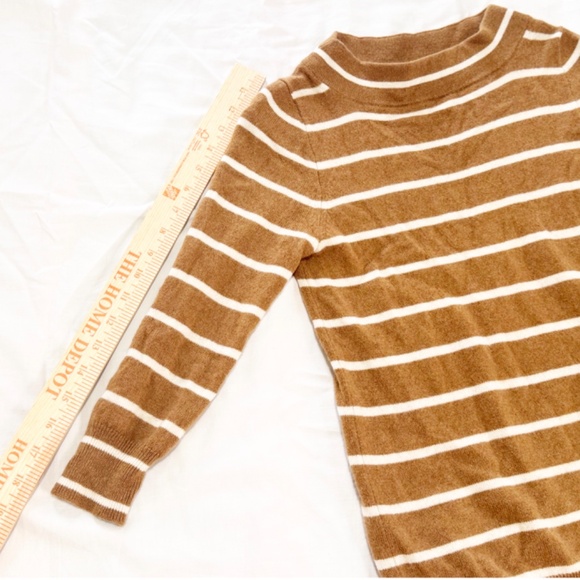 J.Crew 100 Italian Cashmere Pullover Sweater Brown Beige Striped Extra Small XS - Picture 5 of 5